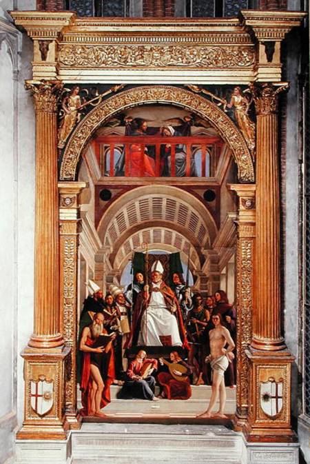 Saint Ambrose with saints from the Altarpiece of Saint Ambrose à Marco Vivarini