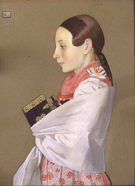 Young Girl of Menguszfalva going to Church à Marianne Stokes