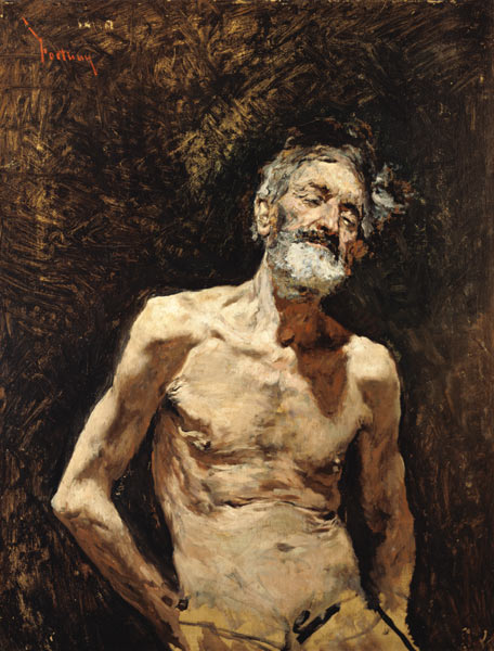 Étude de nu, un homme âgé pour le bain de soleil. à Mariano Fortuny