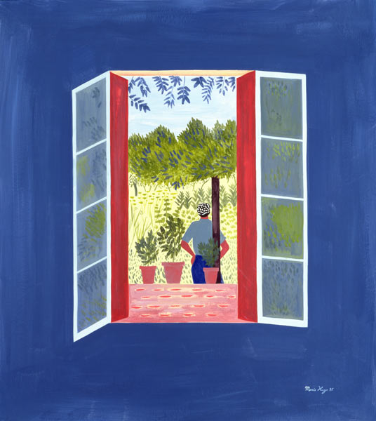 Zaid Through the Window, 1986 (acrylic & oil on board)  à Marie  Hugo