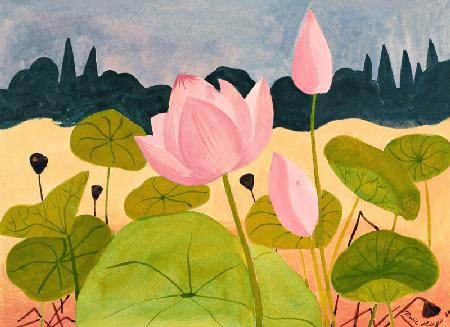 Lotus in the Garrigue, 1984 (gouache on paper) 