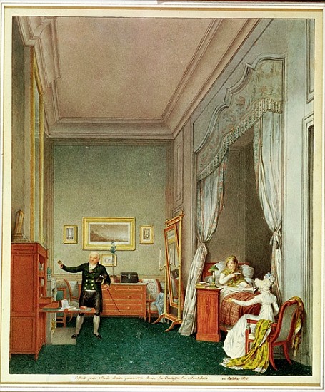 The Empress''s Bedroom with the Duchesse de Montebello and Jean-Nicolas Corvisart (1755-1821) Octobe à Marie-Louise de Hapsburg-Lorraine