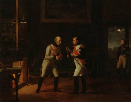 Meeting of Napoleon Bonaparte (1769-1821) and Archduke Charles (1771-1847) of Austria at Stammersdor à Marie Nicolas Ponce-Camus