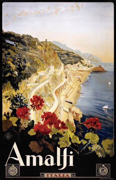 Amalfi Coast Travel Poster à Mario Borgoni