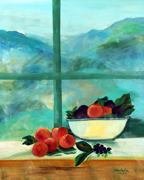 Interior with Window and Fruits (oil & acrylic on canvas)  à Marisa  Leon