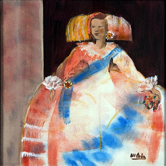 Menina with Sash and Flower (oil & acrylic on canvas)  à Marisa  Leon