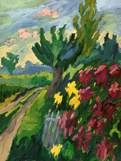 Along the Road (oil on board) 