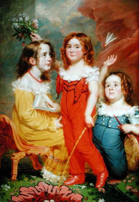 Three Children in an Interior à Martin Archer Shee