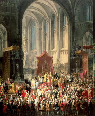 The Coronation of Joseph II (1741-90) as Emperor of Germany in Frankfurt Cathedral, 1764 (for detail à Martin II Mytens ou Meytens