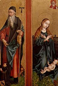 Deux ailes de l'autel de Orliac :  Saint Antoine et Marie, adoration de l enfant à Martin Schongauer