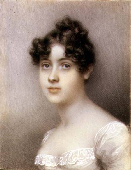 Portrait Miniature of Girl in a White Dress à Mary Ann Knight