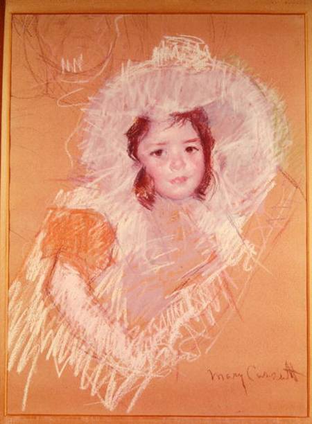Bust of a Young Girl or Margot Lux with a Large Hat à Mary Cassatt