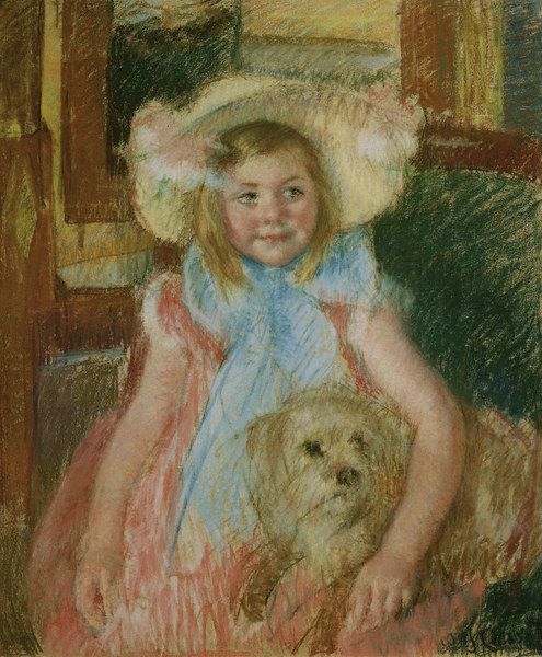 Cassatt / Sara holding her dog / c. 1901 à Mary Cassatt
