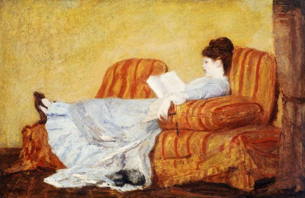 Junge Frau beim Lesen. à Mary Cassatt