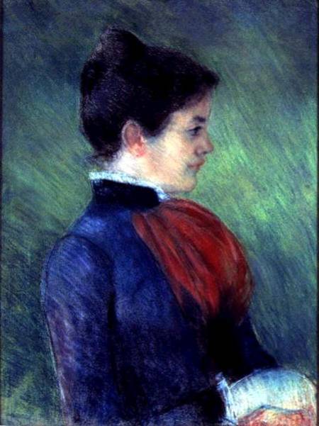 Study of a Woman in a Blue Blouse with a Red Ruff à Mary Cassatt