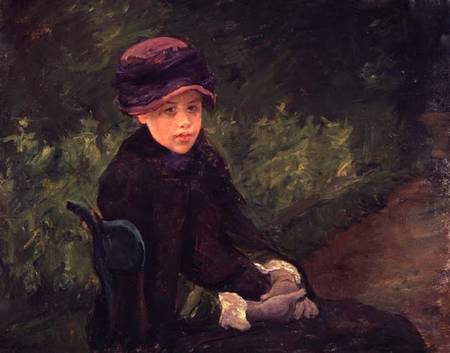 Susan Seated Outdoors Wearing a Purple Hat à Mary Cassatt
