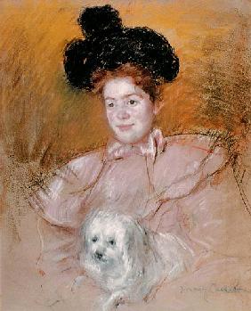 Woman holding a dog à Mary Cassatt