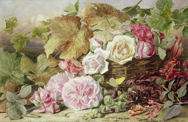Peonies, Roses and Hollyhocks à Mary Elizabeth Duffield
