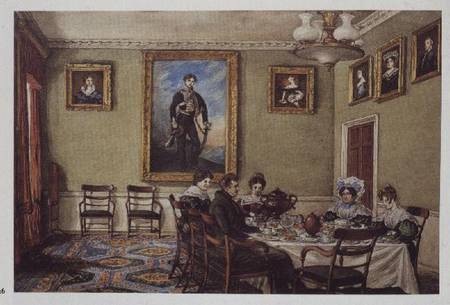 Dining room at Langton Hall, family at breakfast à Mary Ellen Best