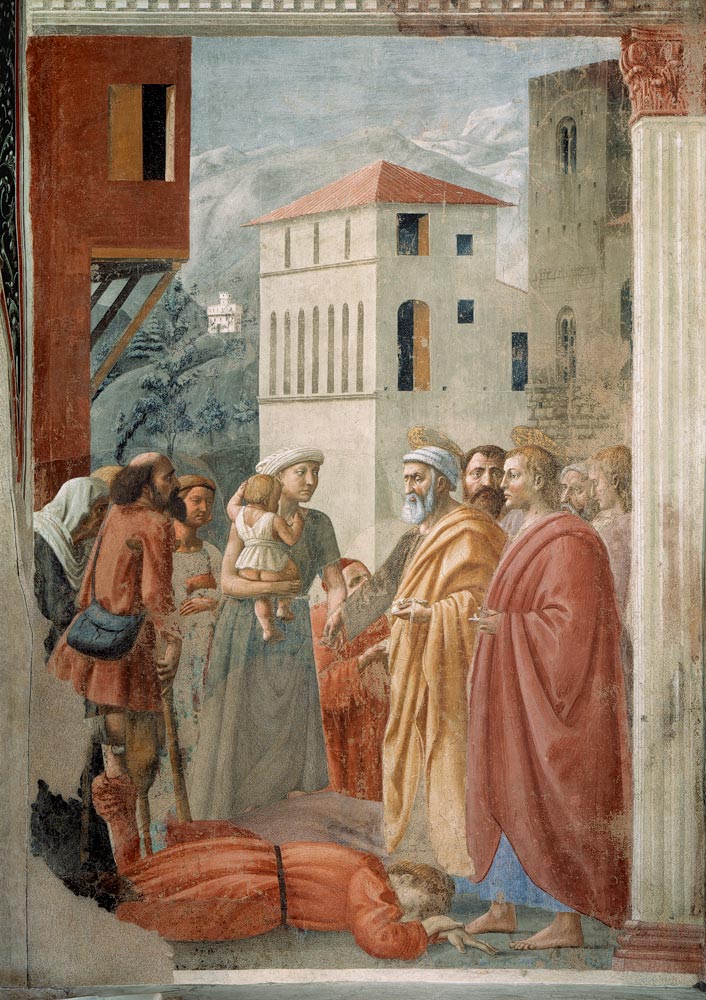 St.Peter Shares Alms... à Masaccio