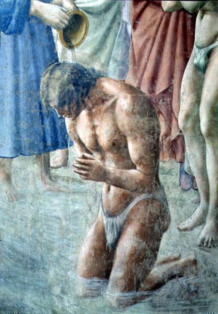 St. Peter Baptising the Neophytes (Detail of the neophyte) à Masaccio