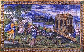 Tile depicting the Story of Noah: Embarking in the Ark