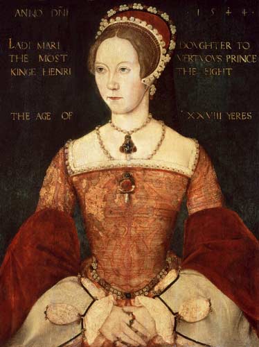 Portrait of Mary I or Mary Tudor (1516-58), daughter of Henry VIII, at the Age of 28 à Maître John