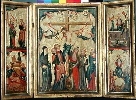 Triptych depicting the Crucifixion of Christ à Maître de Cologne