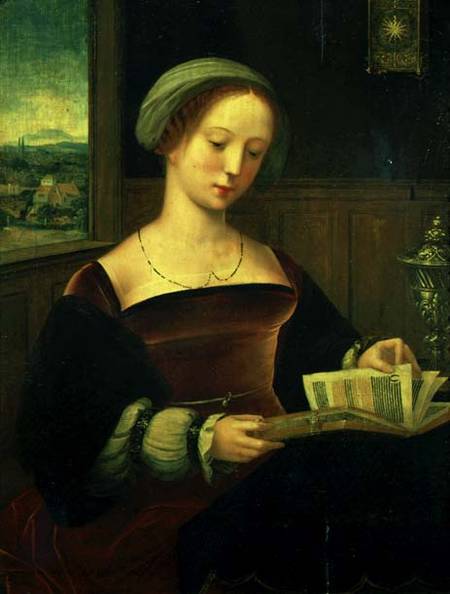 Mary Magdalene Reading à Maître de Female Half Lengths