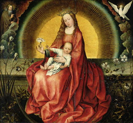 The Virgin and Child (oil on panel) à Maître de Flemalle
