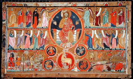 Altar frontal depicting Christ in Glory with saints and prophets and the martyrdom of St. Felix, fro à Maître de San Felice di Giano