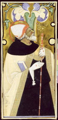 Historiated initial 'I' depicting St. Augustine (vellum) à Maître de San Michele de Murano
