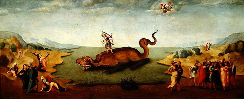 Persues rescuing Andromeda (oil on panel) à Maître de Serumido