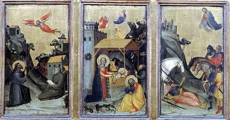 The Stigmata of St. Francis, The Nativity and The Conversion of St. Paul à Maître de l'Accademia Misericordia