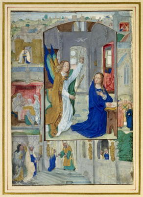 Anunciation, from a book of Hours (vellum) à Maître du Livre des Prières