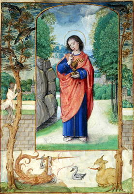 St. John the Evangelist, form a book of Hours (vellum) à Maître du Livre des Prières