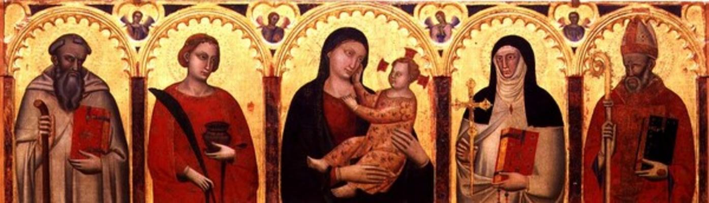 Madonna and Child with Saints (tempera on panel) à Maître des effigies dominicaines