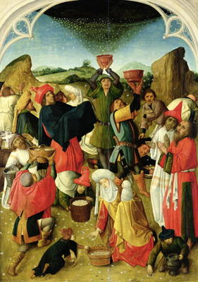 Gathering of the Manna (oil on panel) à Maître de la récolte de la manne