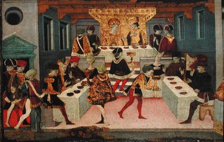 The Story of Alatiel Tavoli: detail of the banquet  (detail of 61024) à Maître du Coffre de Jarves