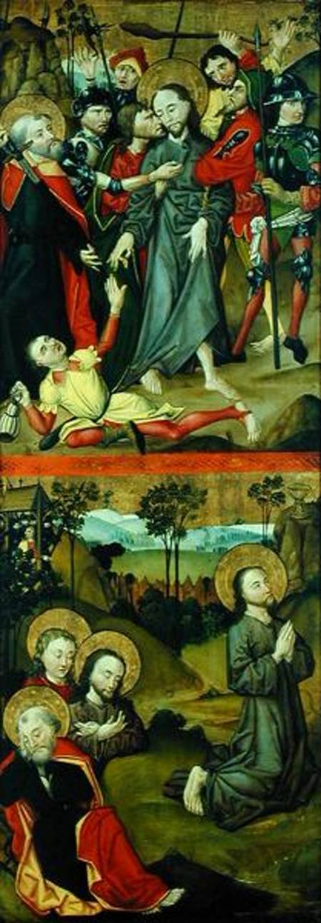 The Arrest of Christ and Christ in the Garden of Gethsemane, panel from an altarpiece depicting scen à Maître des laveurs de pieds de Lunebourg