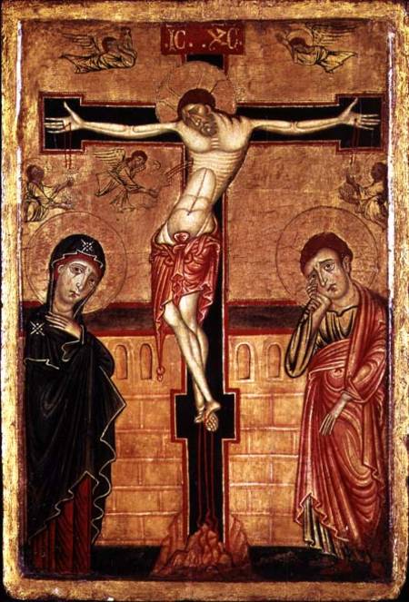 Christ on the Cross, with the Virgin Mary, St. John the Evangelist and Five Angels à Maître du Retable de la Madeleine