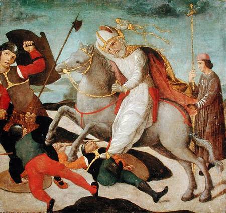 The Apparition of St. Ambrose at the Battle of Milan à Maître de la Pala Sforzesca