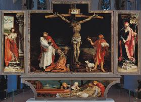 autel d'Isenheimer premier côté de regard, Total :  Saint  Antoine et Sébastien, crucifixion du Chri