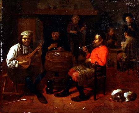 A Tavern Interior with Mandolin Player à Mathijs Wulfraet