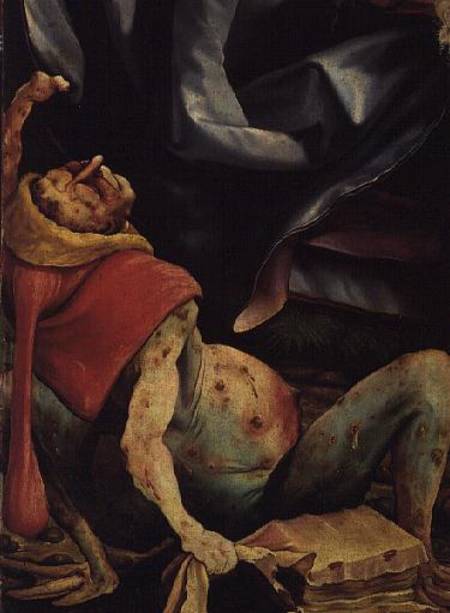 Suffering Man, detail from the reverse of the Isenheim Altarpiece à Matthias Grunewald