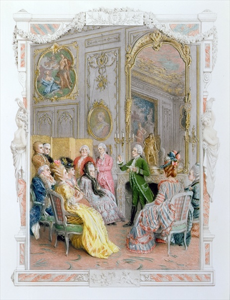 A Literary Soiree, 1890 (colour litho)  à Maurice Leloir