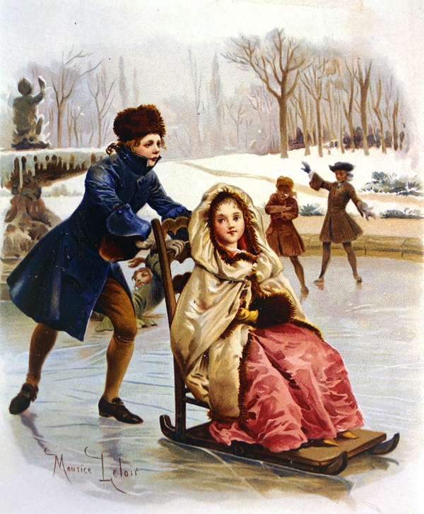Children Skating (colour litho)  à Maurice Leloir