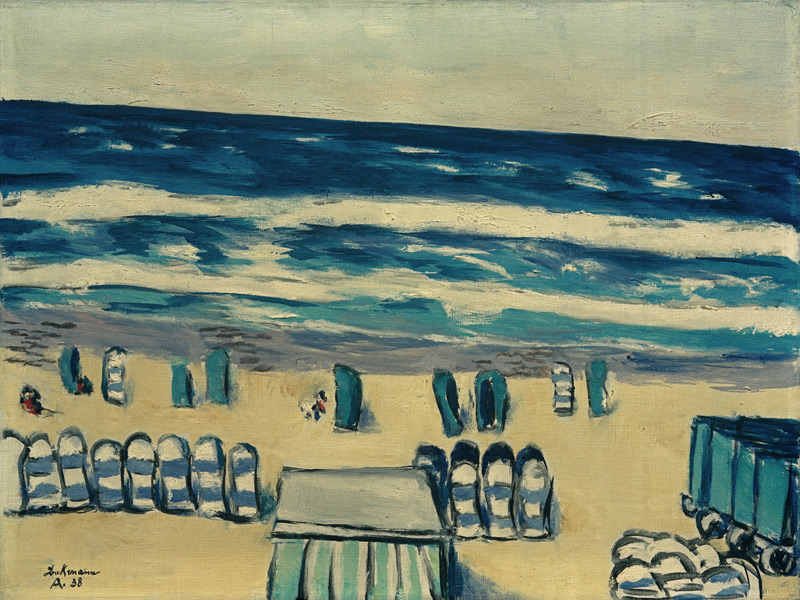 Blaues Meer mit Strandkörben à Max Beckmann