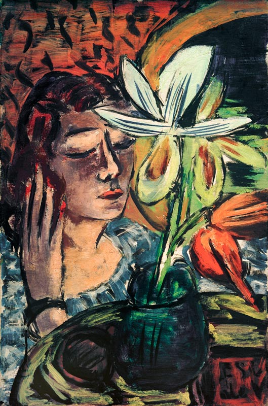 Femme avec une orchidée à Max Beckmann