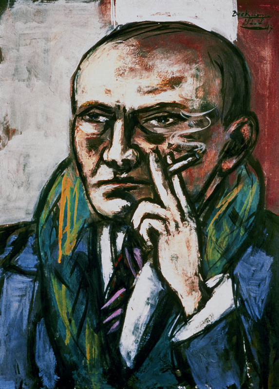 Self-portrait with cigarette à Max Beckmann